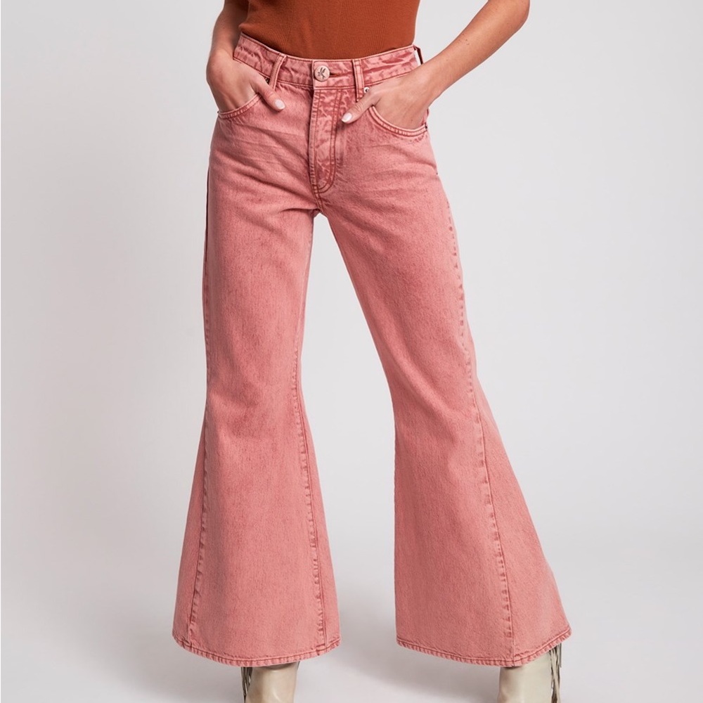 FLASH 🌟 SALE!  FREE PEOPLE One Teaspoon Vintage Red Marine Flare Jeans PRISTINE